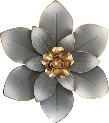 Metal Flower Wall Art Decor, 10“ Rustic Modern Floral Sculpture, Distressed Iron Wall Hanging Home Decoration Accent Artworks for Indoor Kitchen Bedroom Living Room Office Outdoor Garden Patio | Distressed Iron Wall Hanging,Home Decoration Accent Artwo...
