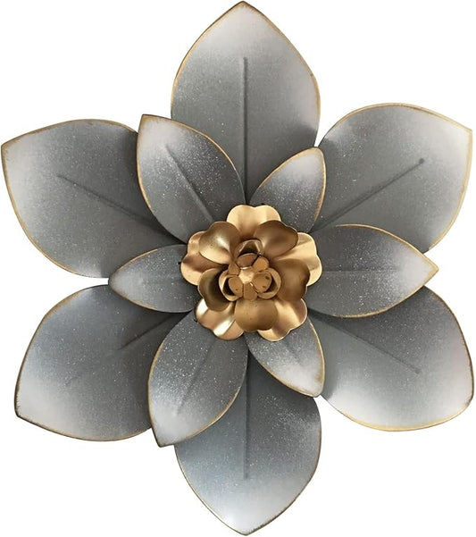 Metal Flower Wall Art Decor, 10“ Rustic Modern Floral Sculpture, Distressed Iron Wall Hanging Home Decoration Accent Artworks for Indoor Kitchen Bedroom Living Room Office Outdoor Garden Patio | Distressed Iron Wall Hanging,Home Decoration Accent Artwo...