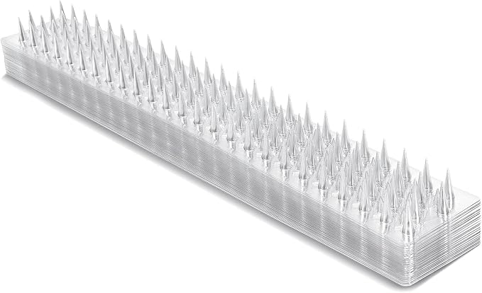 Zipcase 49.5 ft Clear Transparent PVC Bird Spikes-Advanced Dual-Length Spikes for Narrow Landing Gaps and Precision Deterrence,Effectively Guarding Against Birds,Pigeons,Cats,Squirrels, 36-Pack