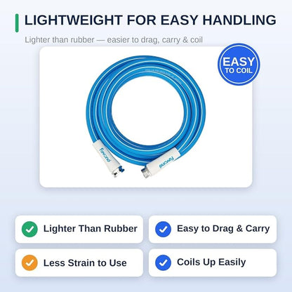 FEVONE Kink Free Garden Hose 25 ft, Heavy Duty Water Hose | Flexible Hybrid Polymer, Drinking Water Safe, 5/8 ID, 600 PSI, Leak-Proof, Aluminum 3/4 GHT Fittings for Garden Watering