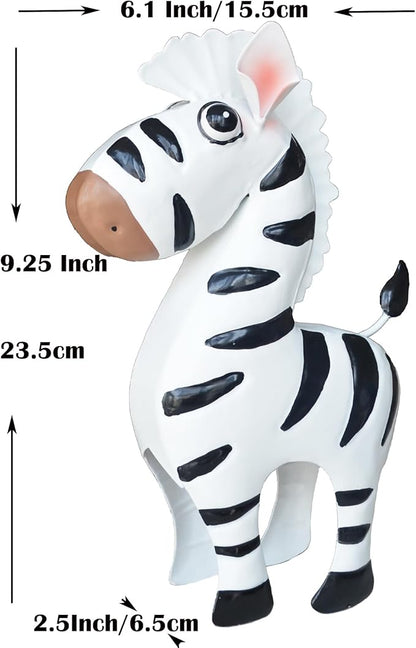 Metal Zebra Figurine Garden Outdoor Sculptures Decor | Cartoon Metal Zebra Statues for Garden, Fence,Porch,Lawn or Shelf Home Decor