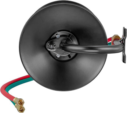 VEVOR Welding Hose Reel, Hand Crank Rewind Hose Reel with 3FT Lead-in Hose and 9/16"-18 B Fittings, Ceiling/Wall Mount Heavy Duty Steel Reel for Workshops Garages (Welding Hose Not Included)