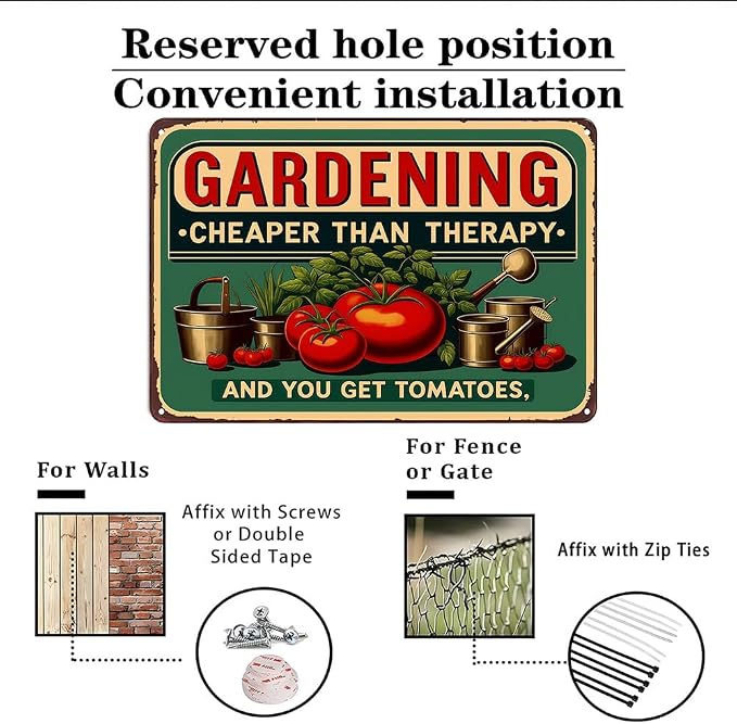 Smilelife Plants Gifts Gardening Cheaper Than Therapy Vintage Tin Sign for Garden Patio Porch Yard She Shed Decor 8x12 Inch(3946)