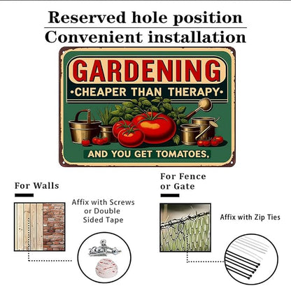 Smilelife Plants Gifts Gardening Cheaper Than Therapy Vintage Tin Sign for Garden Patio Porch Yard She Shed Decor 8x12 Inch(3946)