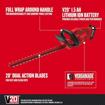 Craftsman V20 Cordless Hedge Trimmer (CMCHT810C1) and CRAFTSMAN 20V MAX Cordless Leaf Blower Kit (CMCBL710D1) Bundle