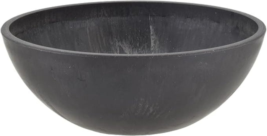 PSW Pot Collection M20DCB 8-inch Plastic/Stone/Wood Composite Low Bowl Planter – No Drainage Hole (Drillable), Shallow Indoor/Outer Pot for Succulents, Bonsai, Fairy Gardens, Herbs, Dark Charcoal