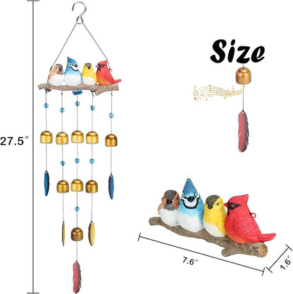 Taman Bird Wind Chime - 29" Wind Bell Valentine's Day Gift for Outside Indoor Cardinal,Blue Bird Decorative Bronze Wind Chime Memorial Sympathy Gift for Home, Outdoor, Yard, Patio,Garden Decor