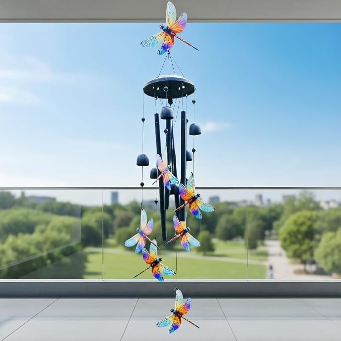 Wind Chimes for Outside,Metal Windchimes Outdoors,Wind Bells Hanging Decorate for Patio,Garden,Backyard or Porch,Gardening Gifts for Bird Lover,Women,Men/Mom,Birthday Party Decorations (Dragonfly)