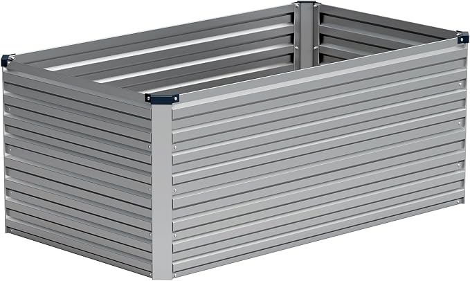 Vengarus 4x2x2ft Galvanized Raised Garden Bed,Metal Raised Beds Kit Silver | 2FT Deep Root Elevated Garden Planter Box, Corrugated Steel, Open Bottom, Rustproof All Weather, Large Vegetable Flower Bed