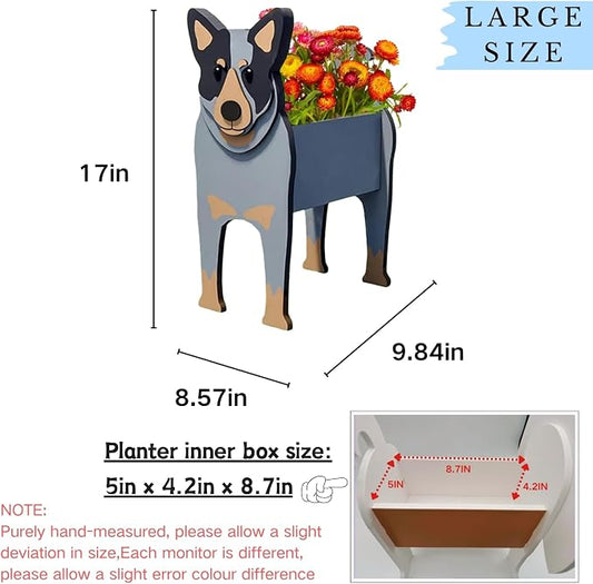 Australian Cattle Dog Planter Pots, 9.84 x 8.57 x 17 Inches | Large Dog Flower Pot, Cute Animal Shaped Plant Pot, Gifts for Women & Pet Lovers, Indoor Outdoor Garden Home Office Decor