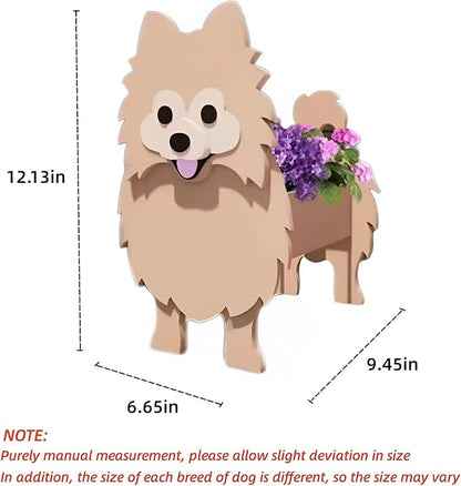 Brown Pomeranian Dog Planter Pots, 9.45 x 6.65 x 12.13 Inches | Dog Flower Pot, Cute Animal Shaped Plant Pot, Gifts for Women & Pet Lovers, Indoor Outdoor Garden Home Office Decor