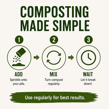 Dr. Connie’s Compost Plus – 100X Concentrated Starter & Accelerator | Natural Microbe Activator for Bins, Tumblers & Piles | Odor Control Garden Waste Additive (Indoor & Outdoor)