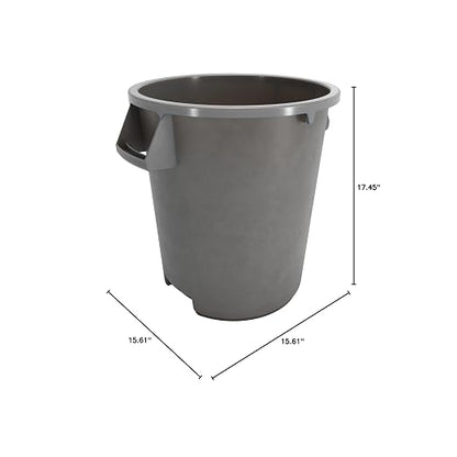 SPARTA Bronco Waste Container Trash Container, Round Trash Bin for Disposal, 10 Gallons, Gray