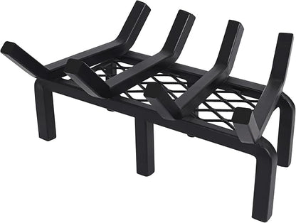 14 Inch Fireplace Grate with Ember Retainer,Cast Iron Fireplace Log Grate,Fireplace Log Holder,Heavy Duty Solid Steel Fireplace Wood Holder,Wood Stove Wrought Rack for Indoor Outdoor
