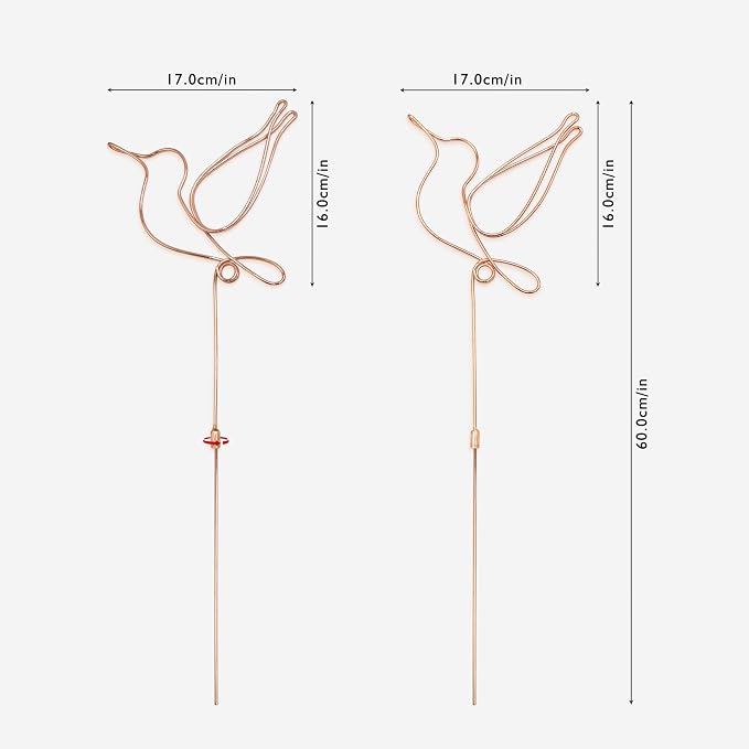 Hummingbird Decor Garden Stakes Decorative Set of 2, Hummingbirds Metal Wire Decor 23.62 inches x 6.69 inches,Decorative Stakes for Flower Pots, Planters, and Flower Beds