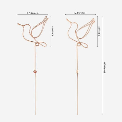 Hummingbird Decor Garden Stakes Decorative Set of 2, Hummingbirds Metal Wire Decor 23.62 inches x 6.69 inches,Decorative Stakes for Flower Pots, Planters, and Flower Beds