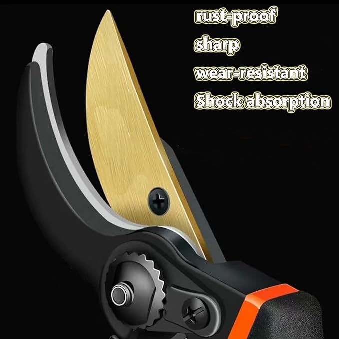 Ultra Sharp Titanium Steel Pruning Shears, Cuts 3X Easier, Rust-Resistant, Effortlessly 1-Inch Cut Capacity Garden Scissors, Ergonomic Handle
