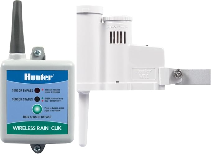 Hunter Rain-Clik WRCLIK Wireless Rain/Freeze Sensor for Sprinkler System | Wireless rain/freeze shutoff sensor for most sprinkler controllers; gutter, wall, fence, or eave mounting
