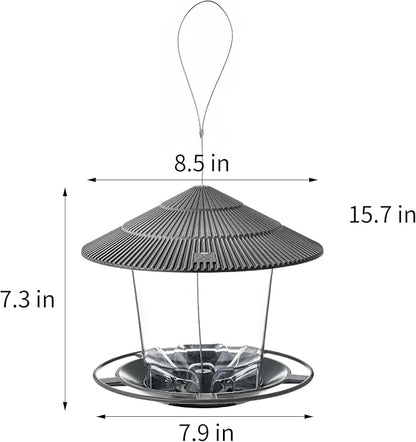 Hanizi Bird Feeder Outdoor Hanging for Wild Bird Seed, Grey