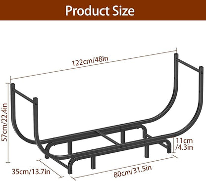 LIANTRAL Curved Firewood Rack Outdoor Indoor, 48 Inch Heavy Duty Log Holder for Fireplace Wood Storage, Firewood Storage Holder Stand Metal Wood Rack Organizer