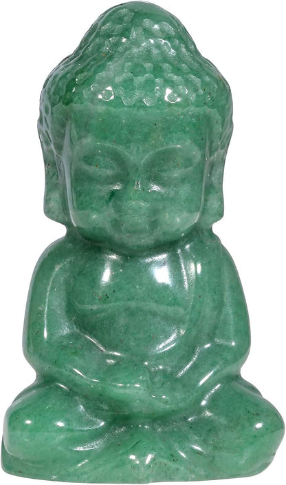 Rockcloud Handcarved Green Aventurine Pocket Stone Baby Buddha Statue | for Home Decoration Zen Garden Spiritual Feng Shui Figurine