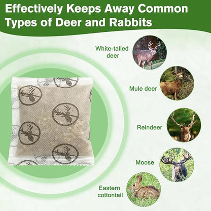 12 Pack Powerful Deer and Rabbit Repellent Pouches, Natural Rabbit Repellent Outdoor Use Safe for Kid & Pet, Effective Deer Away Deer Repellent for Plants, Garden, Yard, Lawn, Orchard & Vegetable Bed
