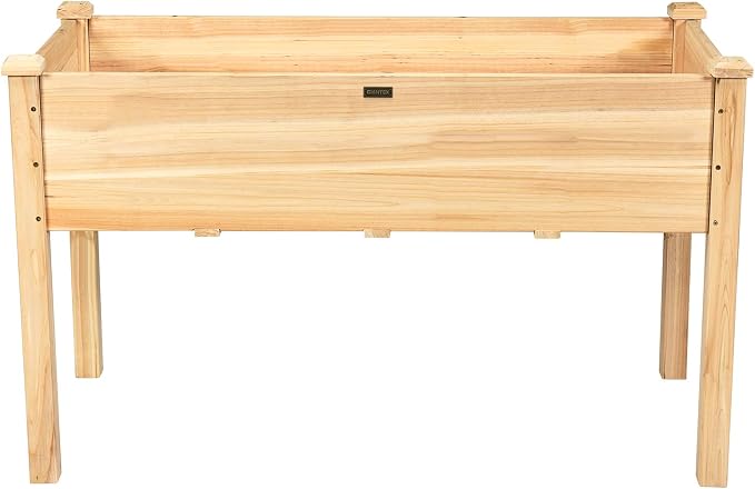 Giantex Raised Garden Bed Kit Elevated Planter Box for Vegetables Fruits Herb Grow, Heavy Duty Natural Cedar Wood Frame Gardening Planting Bed for Deck Patio Yard, 49.5"X23.5"X30.0"