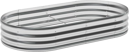Galvanized Raised Garden Bed Outdoor, 4x1.5x1ft Metal Heavy Duty Planter Boxes for Gardening, Easy Assemble Bottomless Small Oval Plant Container Kit for Vegetable, Flower, Fruit, Silver