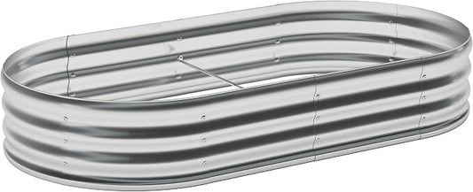 Galvanized Raised Garden Bed Outdoor, 4x1.5x1ft Metal Heavy Duty Planter Boxes for Gardening, Easy Assemble Bottomless Small Oval Plant Container Kit for Vegetable, Flower, Fruit, Silver
