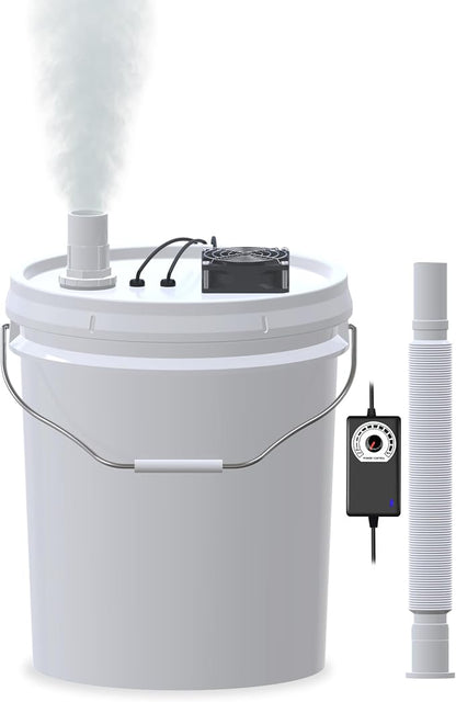 19L Large DIY Humidifier Kit - for Plants, Mushrooms, Grow Tents, Terrarium | Turns a 5 Gallon Bucket into Cool Mist Humidifier, Extendable Hose, High Output, Long Runtime (2-Fogger, Double Mist)