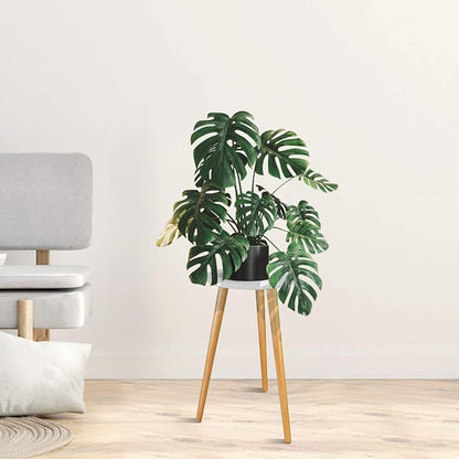 Uneedem Indoor Plant Stand - Mid Century Wooden Plant Table, Tall Holder for Flower Pots, Small Round End Table (A3-White, High: 20.5")