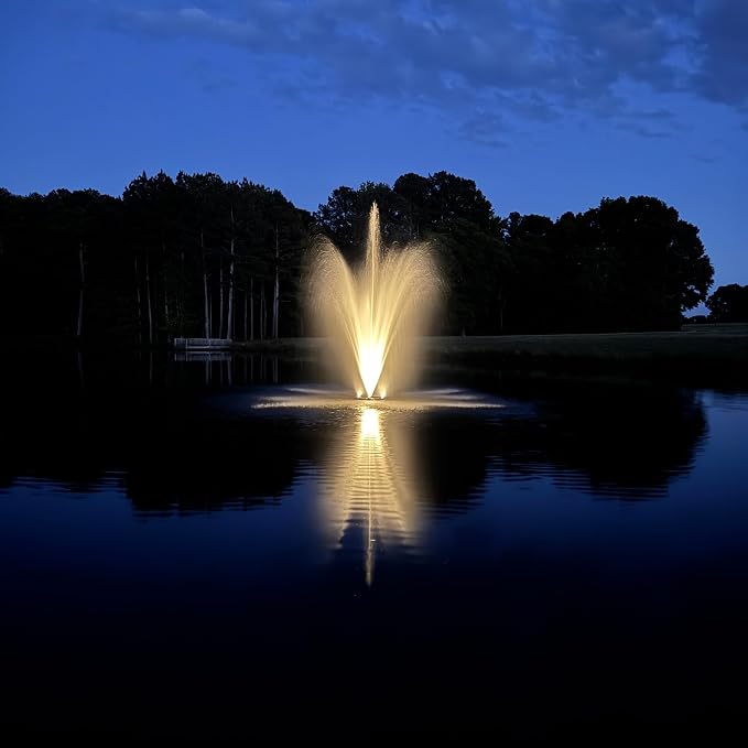 Half Off Ponds 1.75 HP Floating Fountain & Aerator | 14,800 GPH output, 11 spray patterns, Color-changing LED lights, Control box, 100 ft cord