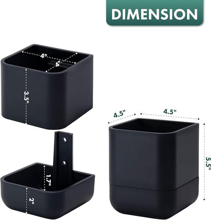 Phoenix Vine 4.5 Inch Wall Mounted Self-Watering Planter Pot for Indoor Houseplants and Herbs | Hanging Planter for Window Sills, Bathroom Walls, Home & Office Décor, Black, Set of 4, 01-B-E-4