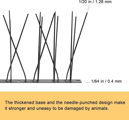 OFFO Black Bird Spikes Pre-Assembled for Pigeons Birds, Cover 24 Feet Durable Bird Spikes with Stainless Steel for Fence Roof Mailbox Window
