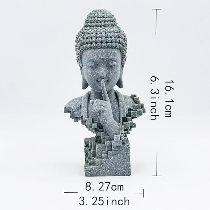 livelyfish Meditating Buddha Statue Zen Garden Statues Sandstone Thinker Buddha Sculpture Figurine for Fish Tank Aquarium Home Decorations, Gift (D)