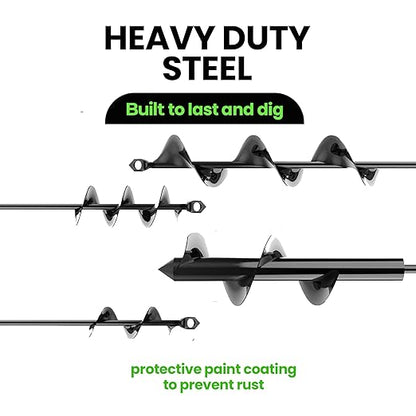 Auger Drill Bit for Planting 4 Pack – Garden Spiral Hole and Bulb Planter Tool for Umbrella Holes - Compatible with 3/8 Inch Hex Drive