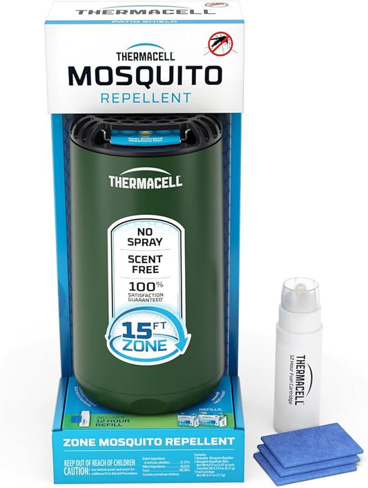 Thermacell Mosquito Repeller Patio Shield; Includes 12-Hour Refill; Highly Effective Mosquito Repellent for Patio; Bug Spray Alternative; Scent Free; No Candles or Flames