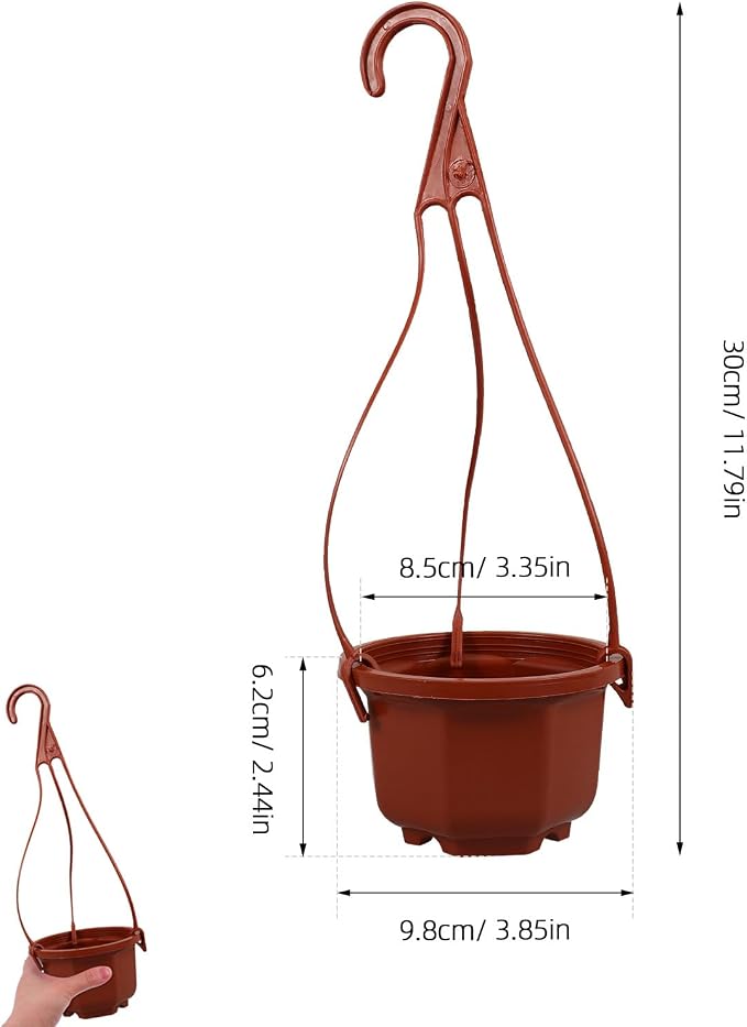 YARNOW Hanging Planters 10 Pack, 3.5 Inch Plastic Plant Pots with Drainage Holes and Hooks for Indoor Balcony Patio Garden