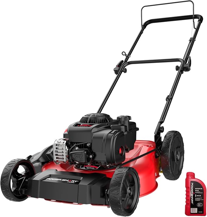 PowerSmart Push Lawn Mower, 21" Mower with Briggs&Stratton 125cc Engine, 2-in-1 Mulching and Side Discharge, Push Lawn Mowers for Garden Yard