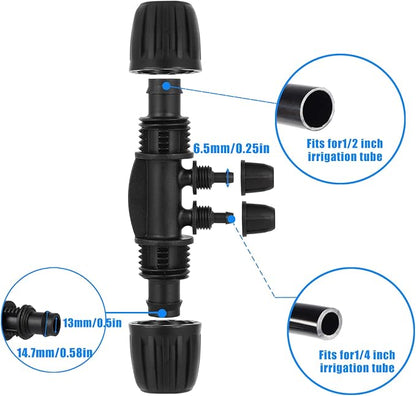 1/2 Inch to 1/4 Inch Tubing Irrigation Fittings for (1/2'' ID x 0.60''-0.63'' OD) 16mm Drip Tubing,Locked Barbed Tee Connectors (10 Pcs Barbed Tee 4-Way)