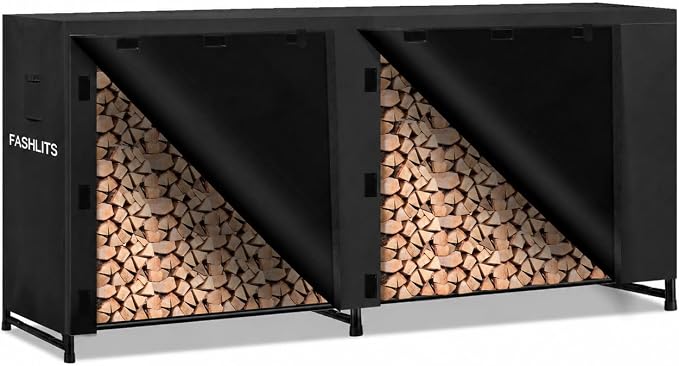 8ft Firewood Rack Cover, Waterproof Heavy Duty 600D Oxford | Storage Wood Rack Cover for Patio, Yard, Indoor and Outdoor Use(Cover Only, Rack Not Included)