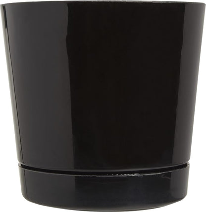 Novelty Majestic Full Depth Round Cylinder Pot, Glossy Black, 8-Inch (10088) (Pack of 2)