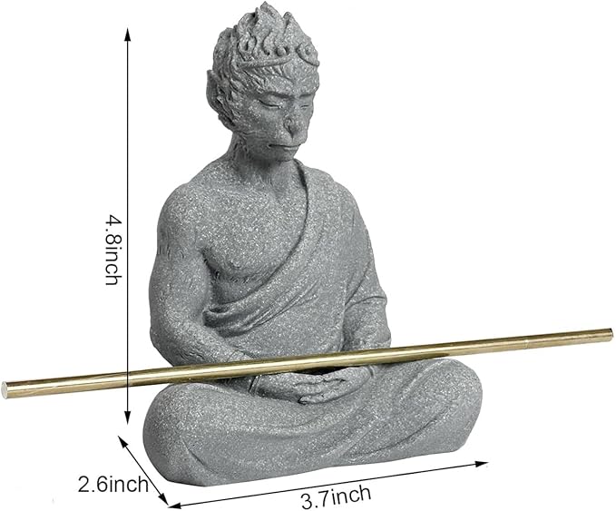 Fish Tank Buddha Statue Ornament,Zen Garden Aquarium Decor,Meditating Statues for Underwater Landscaping,Sandstone-4.6" H