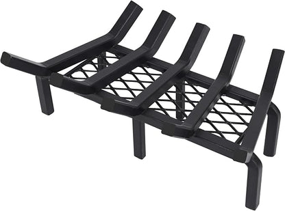 17 Inch Fireplace Grate with Ember Retainer,Cast Iron Fireplace Log Grate,Fireplace Log Holder,Heavy Duty Solid Steel Fireplace Wood Holder,Wood Stove Wrought Rack for Indoor Hearth Outdoor Fireplace