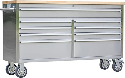 GarveeTech 61 in Tool Chest, Tool Box Mobile 9 Drawers Storage Rolling Cabinet with Wheels Lock Key Locking System Drawer Liners for Garage Warehouse Repair Shop