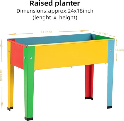Raised Garden Bed, Garden Raised Planter Box with Legs, Galvanized Garden Planter for Herbs and Vegetables (Multi-Colored)