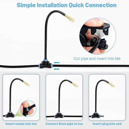 Thiswing 100FT 360° Adjustable Irrigation System for Garden | 1/4" Tubing, Automatic Watering Misting System with 18 Nozzles, Sprinkler for Garden, Raised Bed, Lawn, Plants