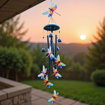 Wind Chimes for Outside,Metal Windchimes Outdoors,Wind Bells Hanging Decorate for Patio,Garden,Backyard or Porch,Gardening Gifts for Bird Lover,Women,Men/Mom,Birthday Party Decorations (Dragonfly)