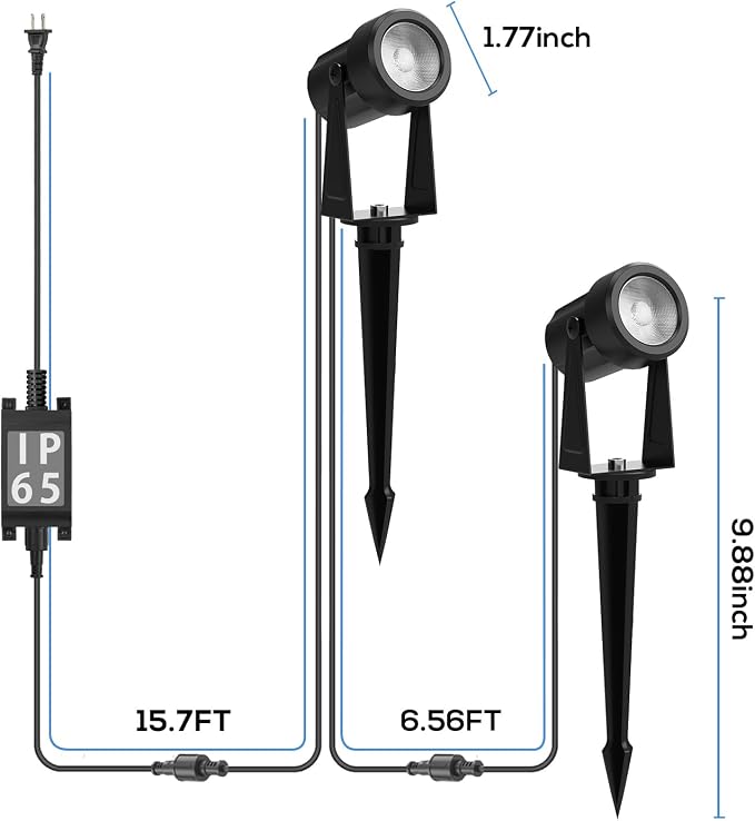 Banord Outdoor Landscape Lighting, 8 Pack Outdoor Spot Lights, Low Voltage LED Landscape Lighting with Transformer for Yard, Plant, Lawn, Garden, IP65 Waterproof & 2700K Warm White