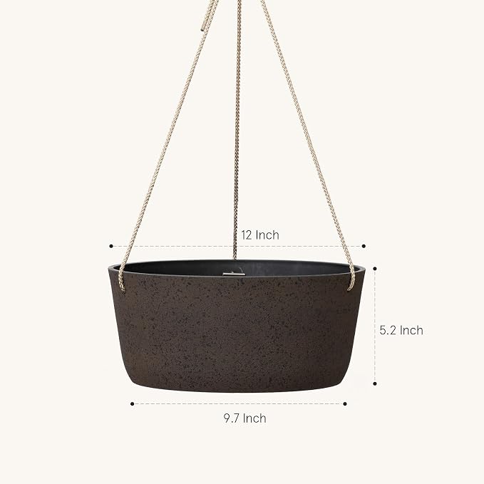 La Jolie Maison Large Hanging Planters - 12 Inch Outdoor Flower Pots, Hanging Garden Planters Set of 2, Iron Color